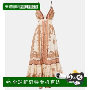 佩斯利苎麻中长连衣裙 1h可退 香港直邮ZIMMERMANN 女士 Maxine