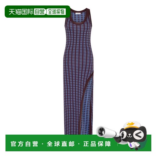 1h可退 香港直邮Rabanne 女士 提花针织开衩长款连衣裙 colorful