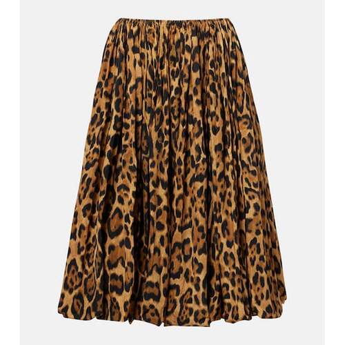 香港直邮alaia 女士 豹纹塔夫绸中长半身裙 brown棕色 舒适时尚