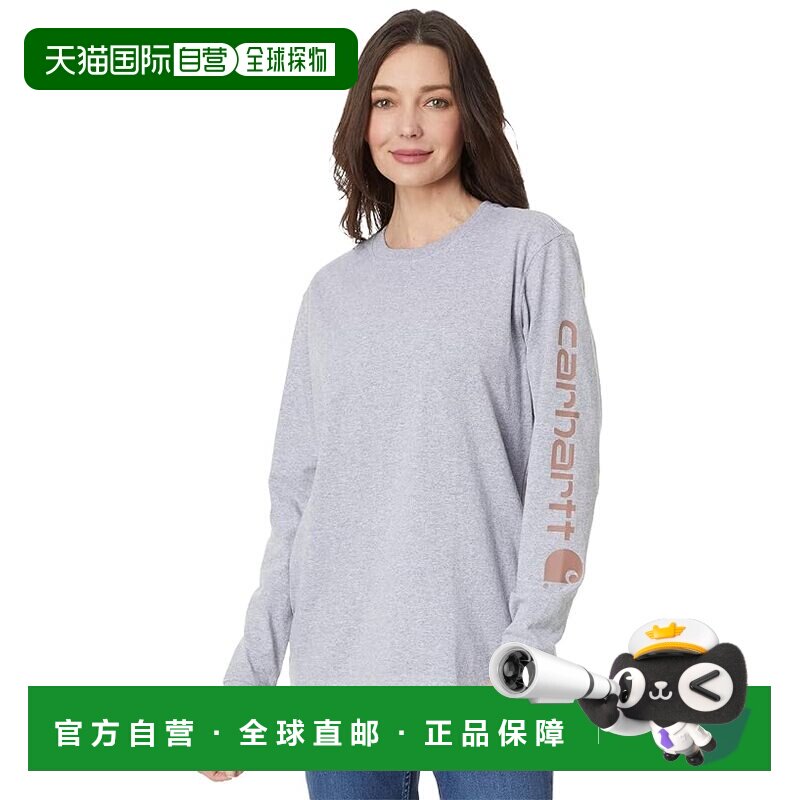 1h可退 美国直邮Carhartt 卡哈特 女士 宽松款重身长款Logo袖子T