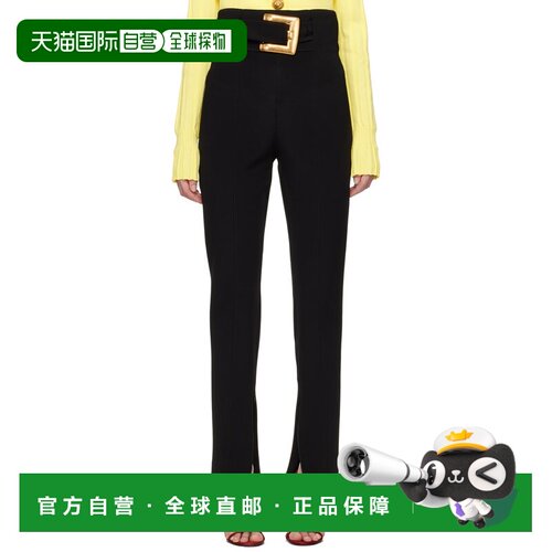 1h可退 香港直邮Balmain 巴尔曼 女士 黑色 Stretch Belt 长裤 GF