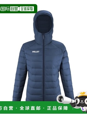 自营欧洲直邮MILLET EVOLE女士深牛仔蓝鸭绒连帽滑雪服夹克