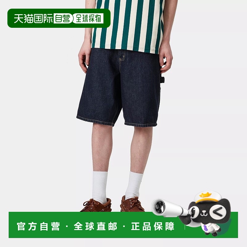欧洲直邮Carhartt Wip 男士蓝色棉牛仔工装五分裤短裤工装裤