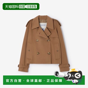 自营欧洲直邮Burberry博柏利 Mayfair女士驼色羊绒短款风衣大衣
