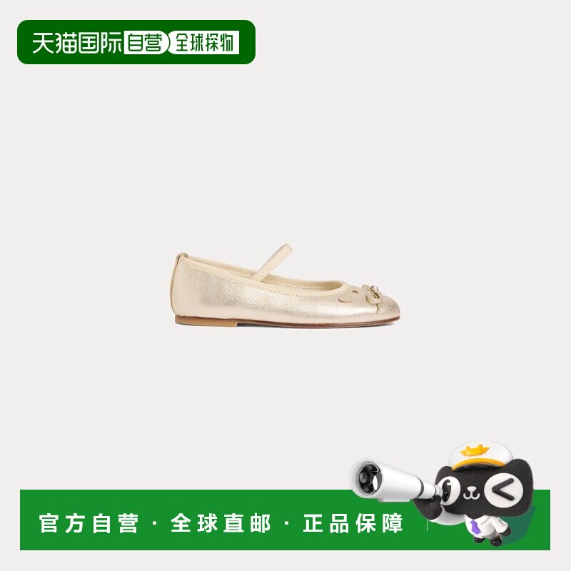 自营欧洲直邮Bonpoint小樱桃 Joie金色皮革芭蕾舞鞋