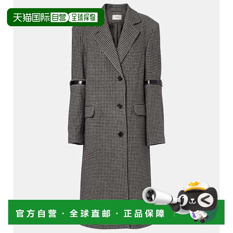 1h可退 香港直邮Coperni 女士 千鸟格羊毛羊绒大衣 grey灰色 舒适