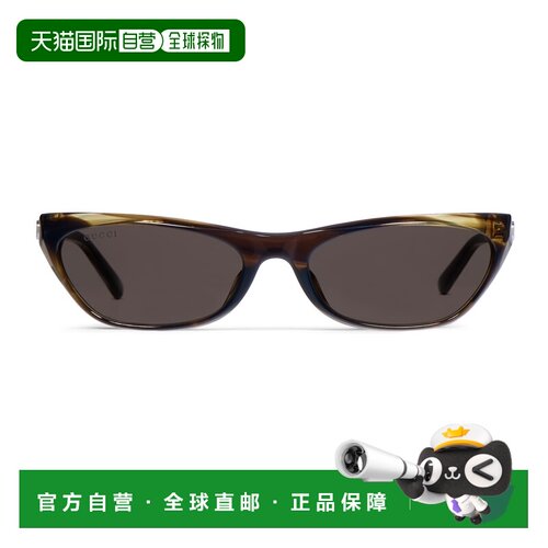 自营欧洲直邮GUCCI古驰 女士棕色醋酸纤维GG几何太阳镜