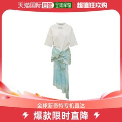 香港直邮Off-White 女士灰白色蝴蝶结细节扎染连衣裙