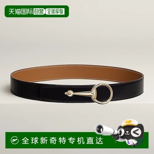 黑色 1h可退 男士 欧洲直邮Hermes 棕色小牛皮腰带38mm 爱马仕