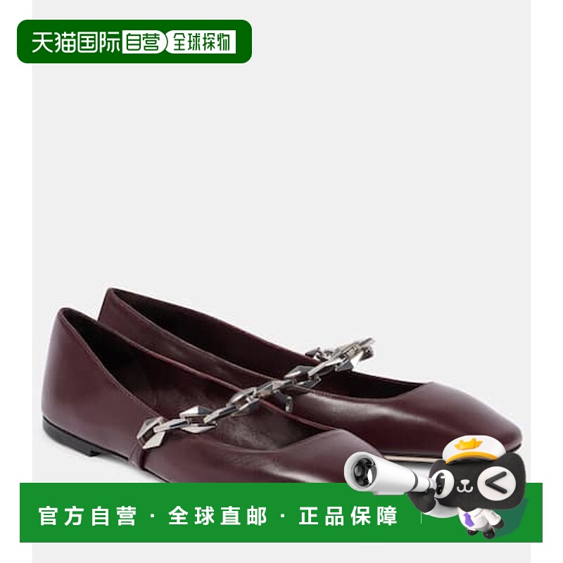 香港直邮Jimmy Choo 周仰杰 女士 Diamond Tilda 皮质芭蕾舞鞋