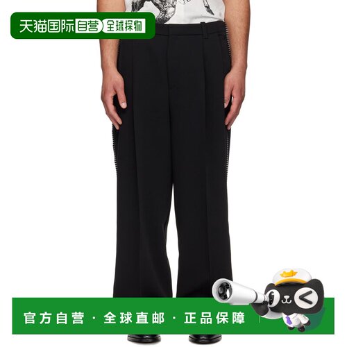 1h可退 香港直邮Hugo 雨果 男士 HUGO 黑色 Pleat-Front Whipstit