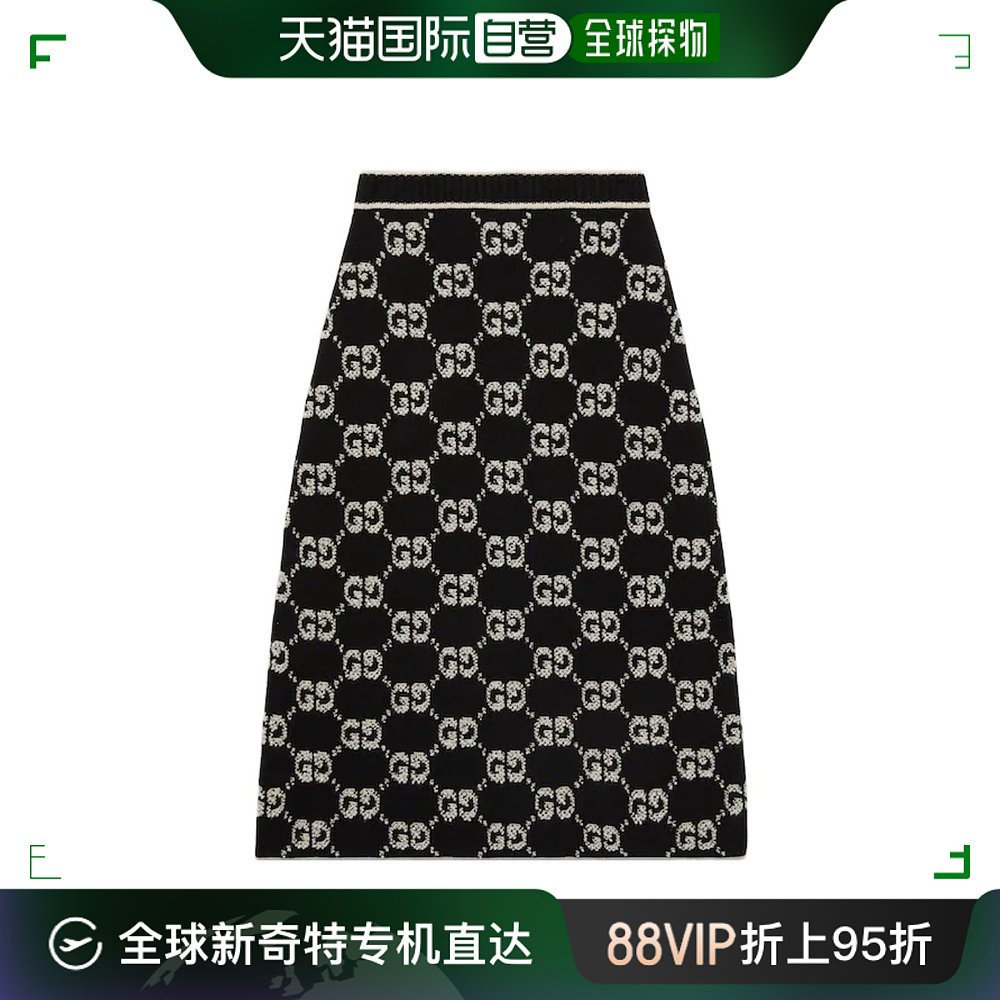 自营gucci 古驰 女士 gg 羊毛提花半身裙 713301xkcna