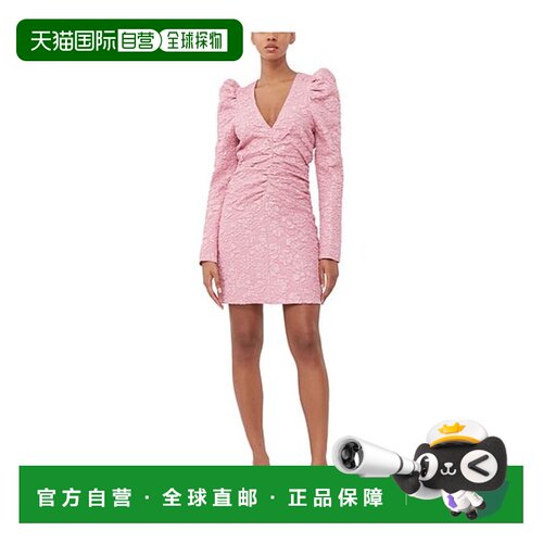 香港直邮Ganni 提花 V 领迷你连衣裙 F8461长袖包臀裙