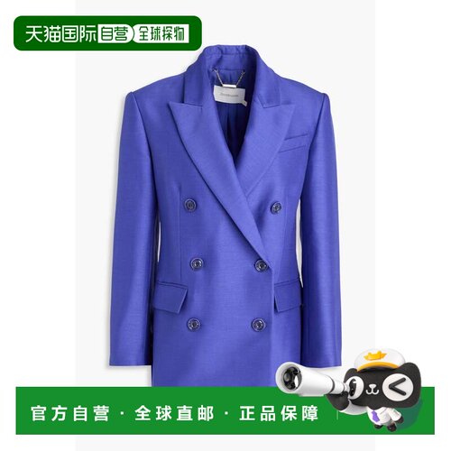 香港直邮ZIMMERMANN 女士 双排扣羊毛真丝混纺西装外套 9937JS241