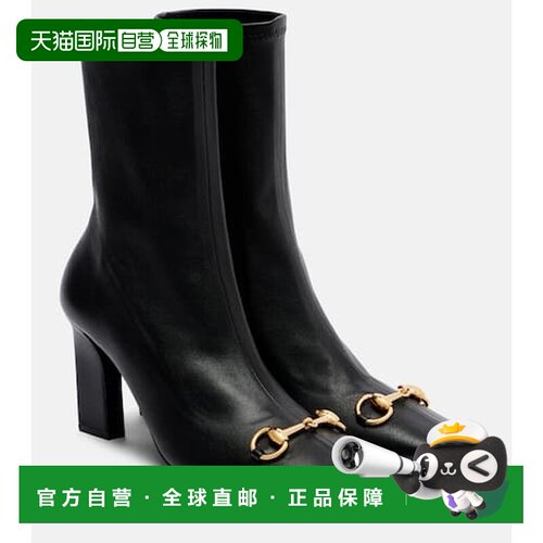 1h可退 香港直邮Gucci 古驰 女士 Signora 马衔扣皮质短靴