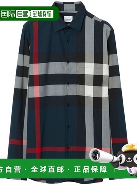 香港直邮Burberry 巴宝莉 男士 格紋長袖襯衫 8073216博柏利格纹