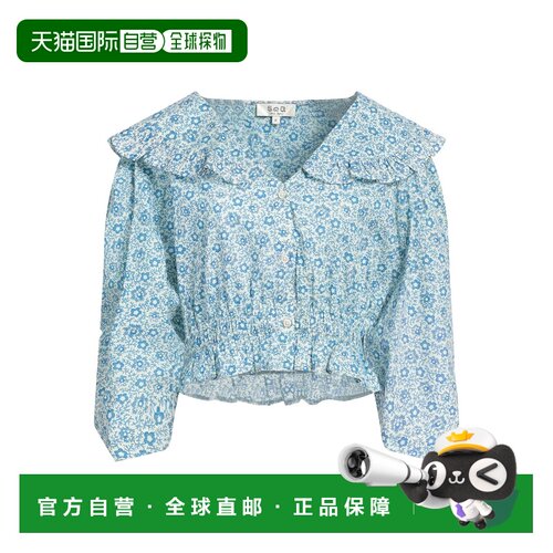 香港直邮SEA 海洋 女士 Blouses 花朵衬衫 blue蓝【付后1h可退】