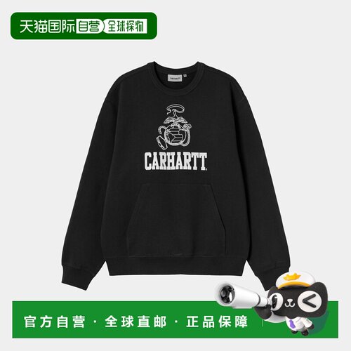 自营欧洲直邮Carhartt WIP Pond Corps男士黑色棉质印花卫衣