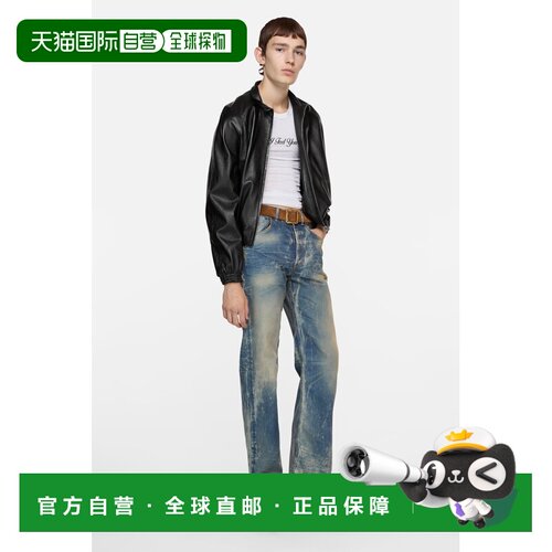 自营欧洲直邮Acne Studios 男士黑色皮革夹克皮夹克