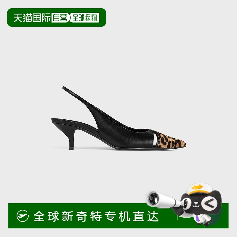 欧洲直邮Celine (2025) CELINE JUDY 小牛皮豹纹小马皮露跟尖头鞋