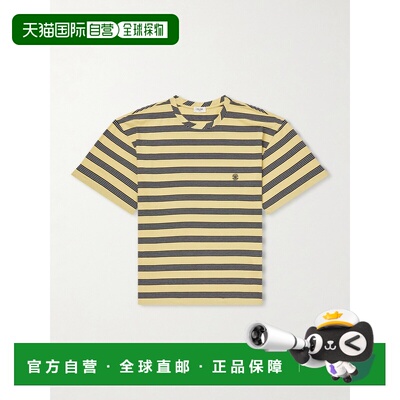 香港直邮Celine 思琳 男士 Triomphe-Embroidered 条纹棉针织T恤