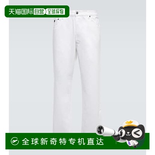 香港直邮Prada 男士 1h可退 普拉达 舒 中腰直筒牛仔裤 white白色