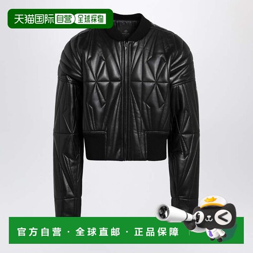 香港直邮Moncler 盟可睐 男士 黑色皮革拉链短夹克 MU01F1A11M811