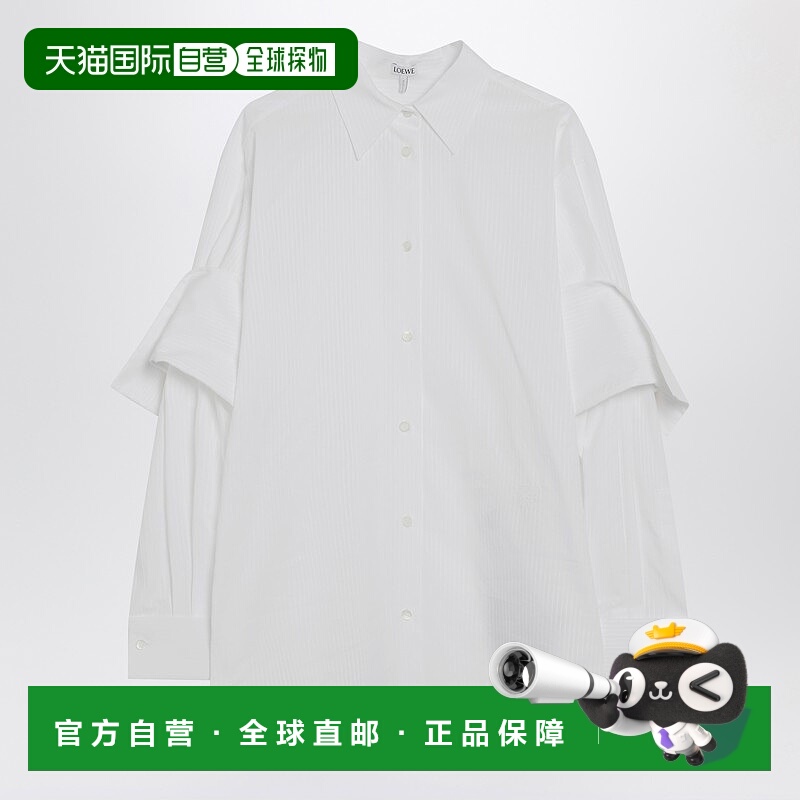 1h可退 香港直邮LOEWE 罗意威 女士 白色双层翻边袖子衬衫 S540Y0