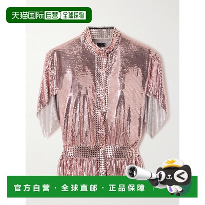 1h可退 美国直邮Rabanne 女士 褶裥链甲衫 25HITO215MH0006PINKGO