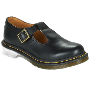 欧洲直邮dr. martens 女黑色光面皮革T字平底时尚休闲玛丽珍单鞋