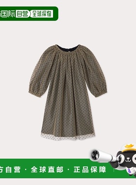 欧洲直邮Bonpoint小樱桃 Juste女童金色黑色点点金纱连衣裙
