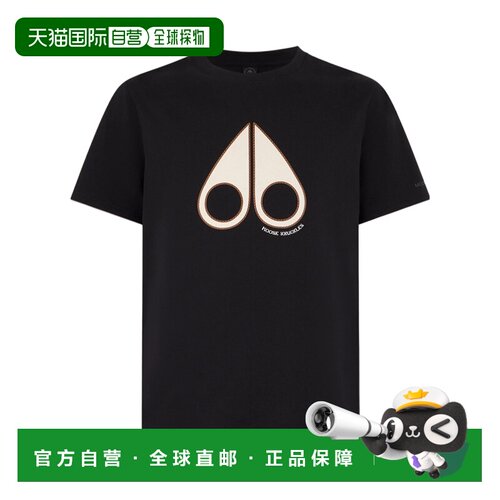 香港直邮MOOSE KNUCKLES 男士T恤 M16MT736292 SS2026 黑色短袖