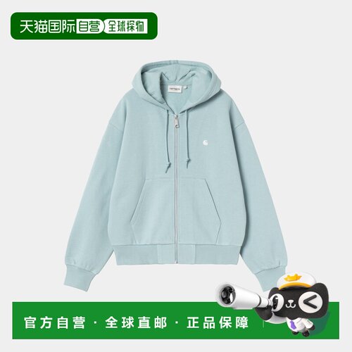 自营欧洲直邮Carhartt WIP Casey女士冰蓝色/银色棉质刺绣连帽夹