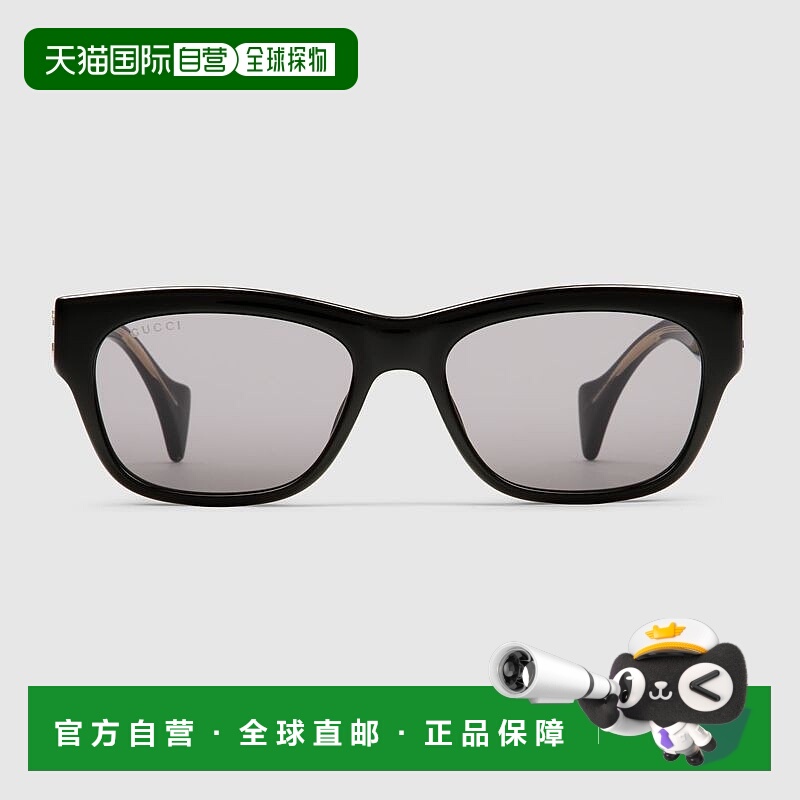 自营欧洲直邮Gucci古驰男士黑色的长方形太阳镜墨镜