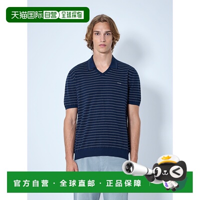 香港直邮Miu Miu 缪缪 男士 条纹V领Polo衫 MML05Q184Q短袖