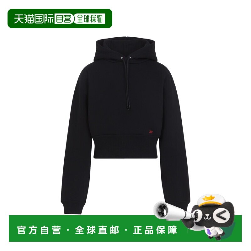 香港直邮Celine 思琳 女士 黑色短款棉质连帽衫 RY0OL1233卫衣