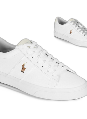 欧洲直邮polo ralph lauren 男女同款白色平底低帮舒适时尚帆布鞋