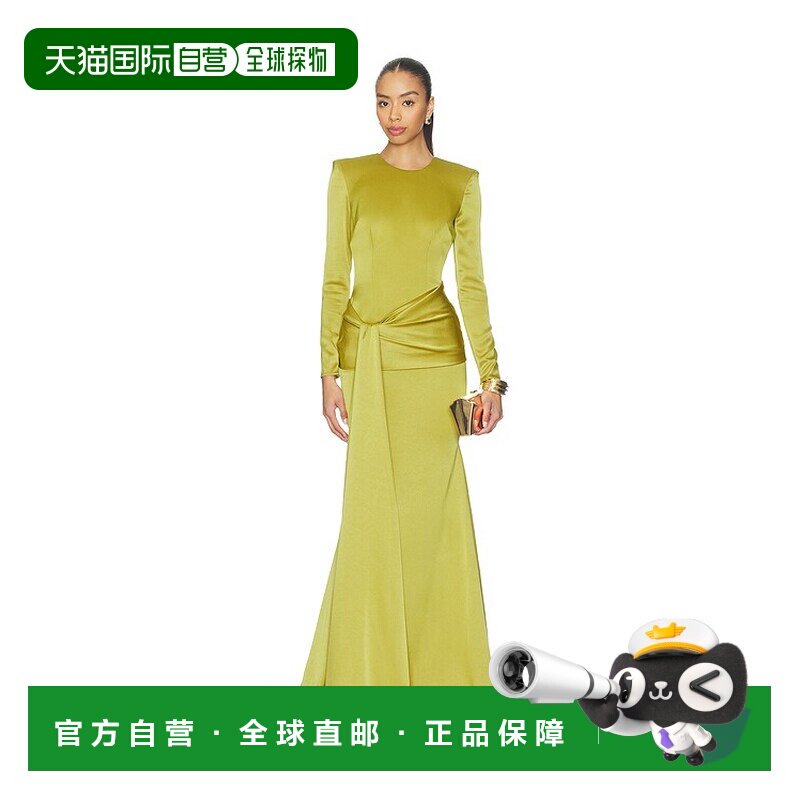 香港直邮ALEX PERRY 女士 长袖垂褶腰带睡裙 D1609RE26连衣裙长裙