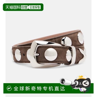 香港直邮KHAITE Benny 1h可退 女士 舒适 铆钉皮带腰带 brown棕色