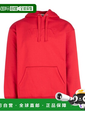 【99新未使用】香港直邮Valentino 红色VLTN标识棉质连帽衫 RV3MF