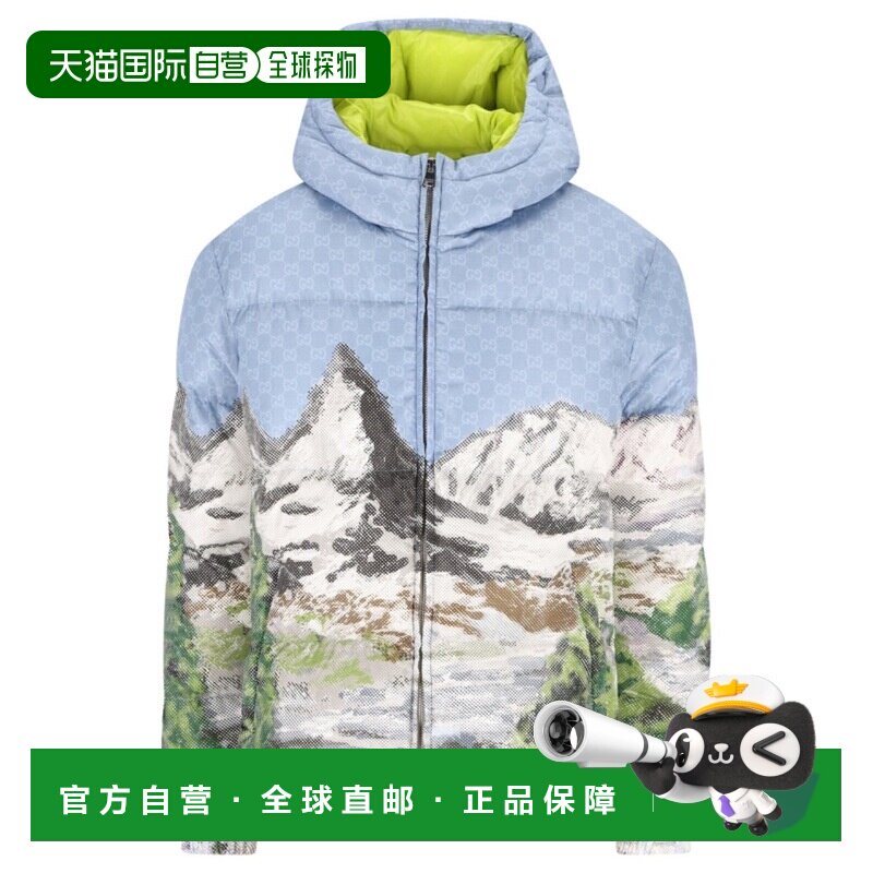 香港直邮GUCCI 男士外套 833558Z9ABT4009 CO 蓝色 山景印花棉服