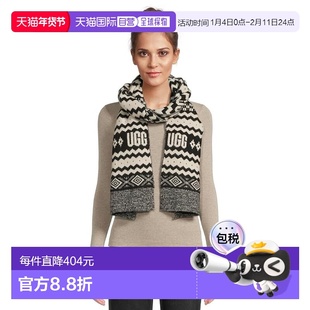 1h可退 香港直邮Ugg 女士 isle 围巾 black黑色 舒适时尚