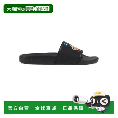 自营1h可退 Gucci 黑色徽标凉拖 5991439PYX0100凉鞋拖鞋