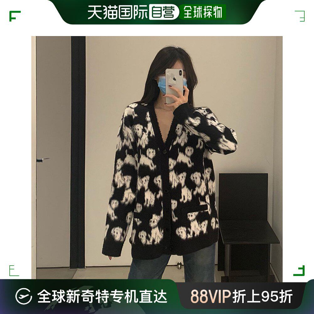 香港直邮CELINE思琳 男款黑色狗狗图案针织开衫