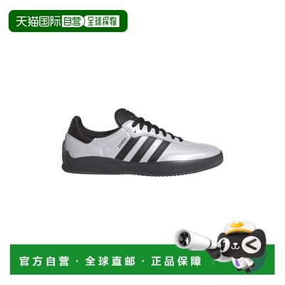 自营欧洲直邮ADIDAS阿迪达斯 Puig Samba男士银色/黑色皮革运动鞋