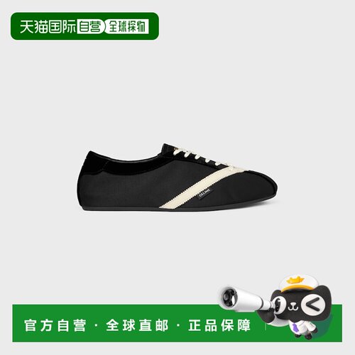自营欧洲直邮CELINE思琳 THE FLAT女士黑色/白色皮革运动鞋