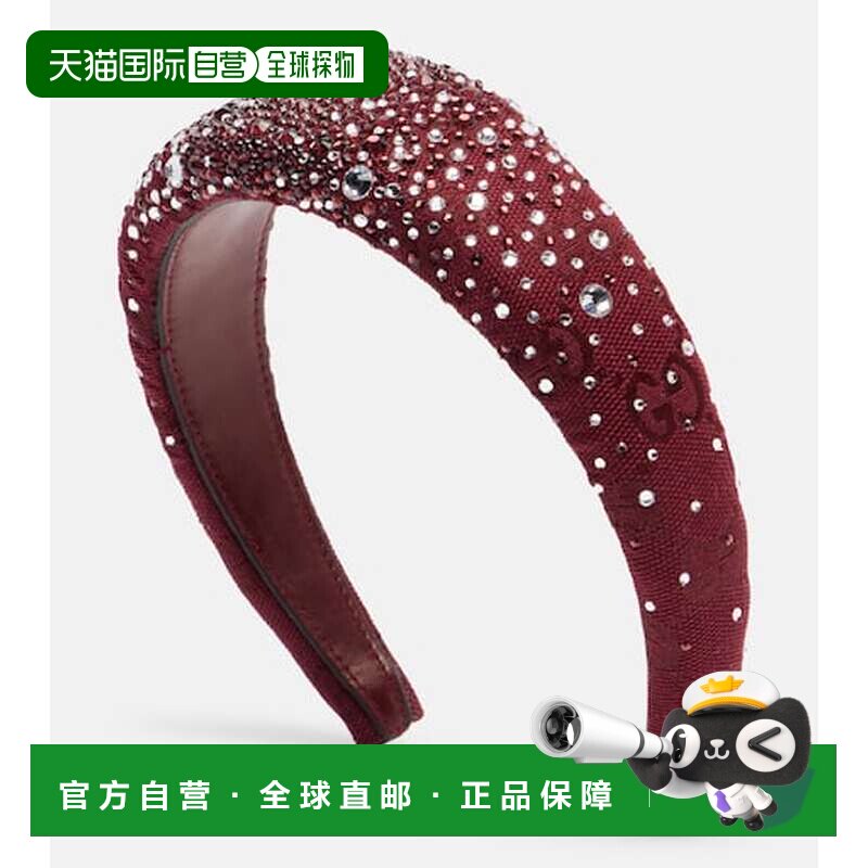 1h可退 香港直邮Gucci 古驰 女士 GG 水晶装饰头带 red红色 舒适