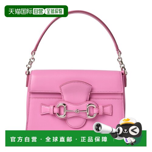 自营欧洲直邮GUCCI古驰 Horsebit Duomo小号亮粉色皮革手提包