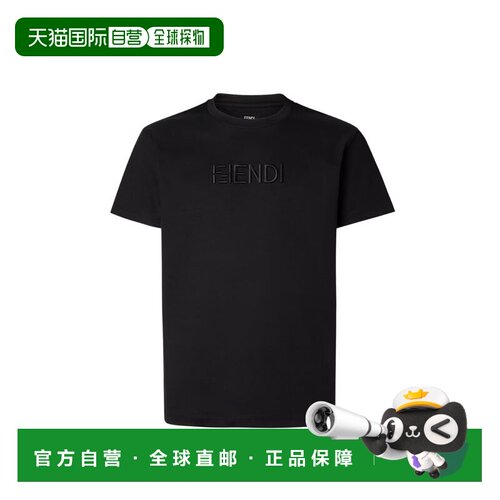 1h可退 香港直邮FENDI 男士T恤 FY1319AY0GF0QA1 SS2026 黑色 短T