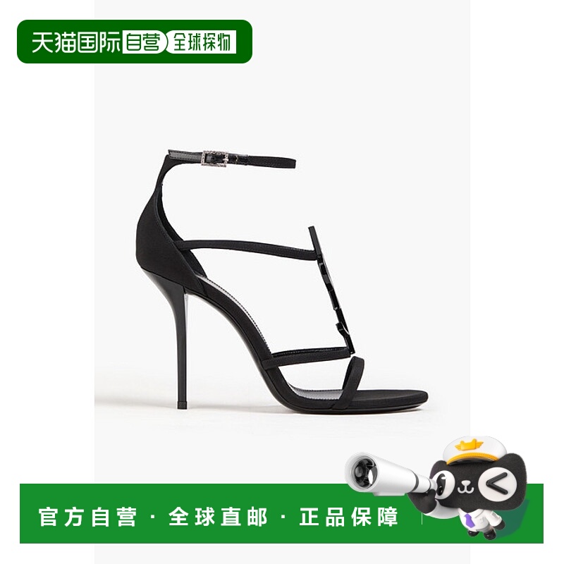 1h可退 香港直邮Saint Laurent 圣罗兰 女士 徽标双绉高跟凉鞋 76